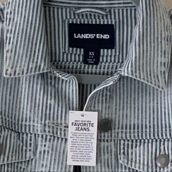 ❌SOLD❌⬇️Lands End striped crop denim jacket - Picture 3 of 7